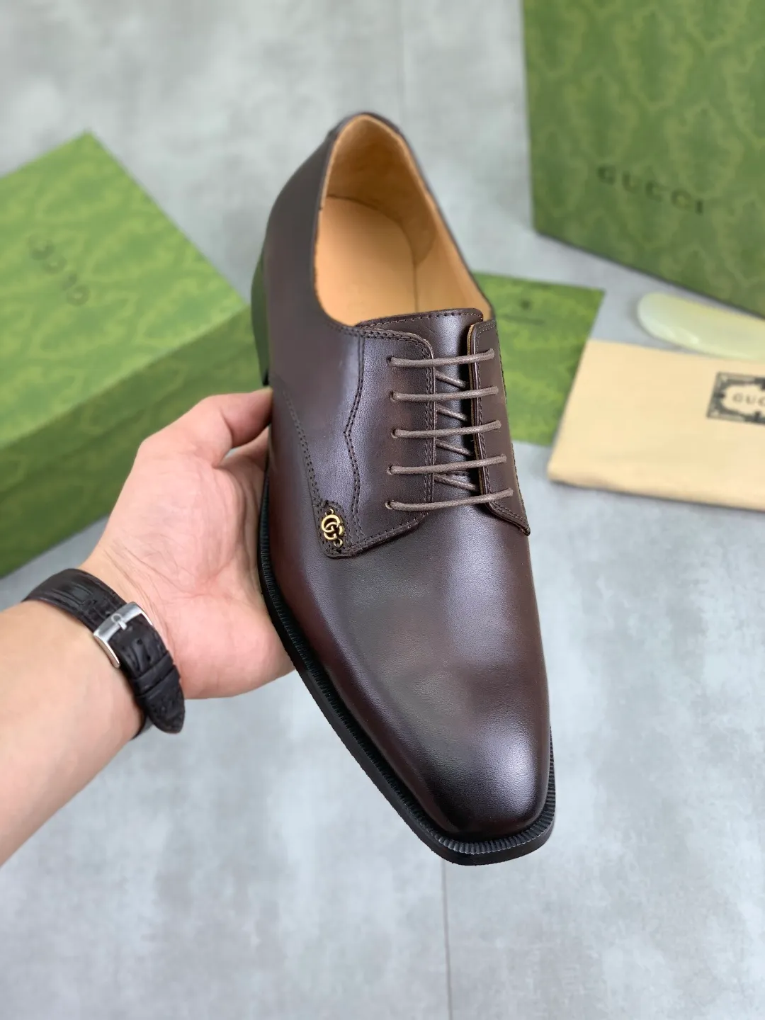 Men's men's shoes 💰P560 [New style] Water dyed cowhide 💰💎💎💎 [Gucci] GUCCI high-end men's formal business leather shoes, original order 1:1! Original imported high-end open-edge beaded calfskin, original metal buckle, imported first-layer cowhide lining for feet. Original outsole, men's shoe size: 39-44 (45 customized) 3️⃣ colors available